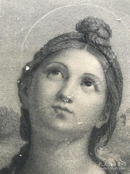 19世纪巨幅铜版画圣塞西莉亚的陶醉意大利文艺复兴三杰之拉斐尔